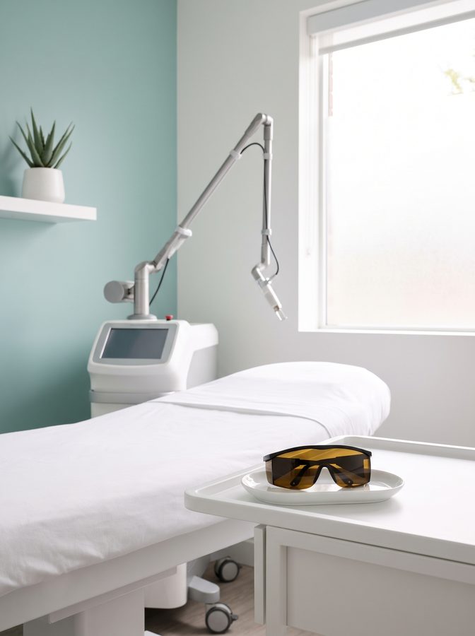 Treatment room with a cosmetic laser